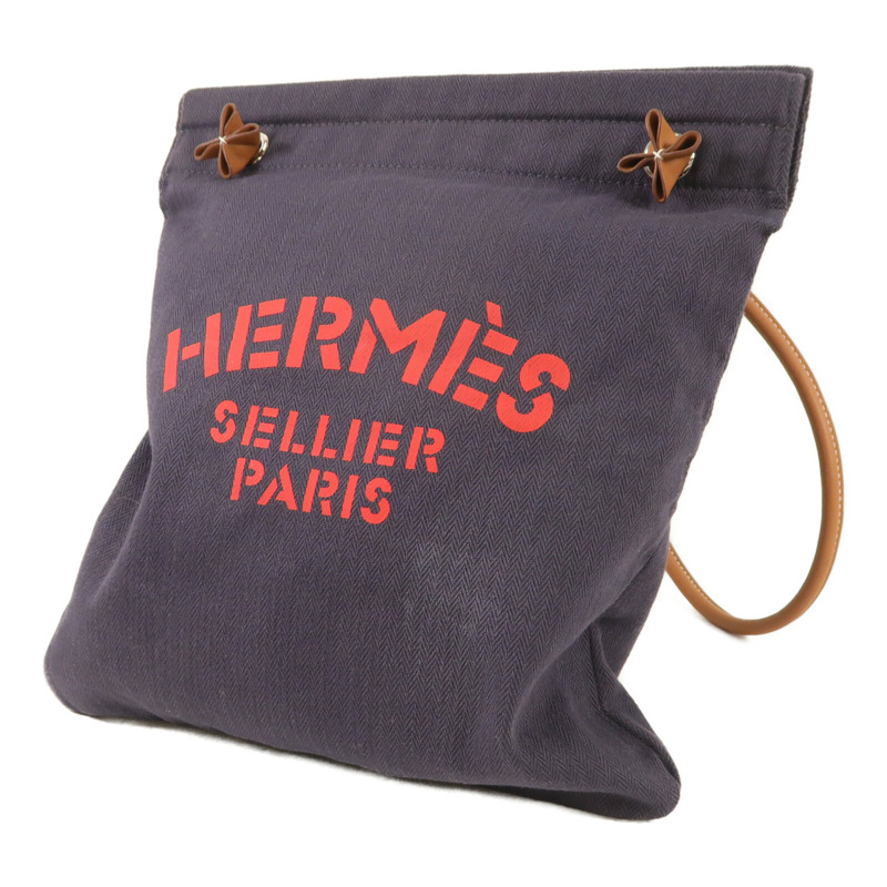 HERMES 帆布/Swift皮革Aline銀扣肩背袋-2