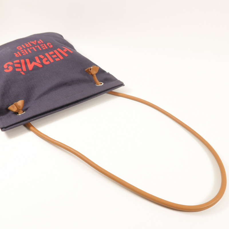 HERMES 帆布/Swift皮革Aline銀扣肩背袋-6