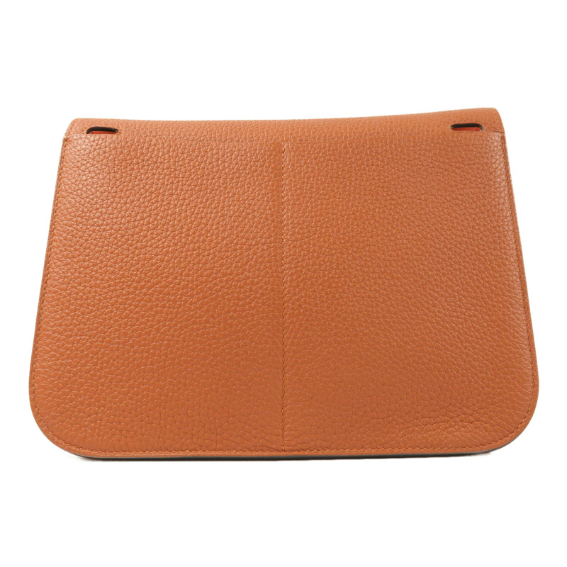 HERMES Clemence皮革Halzan 25 Verso金扣手挽肩背兩用袋Cuivre/Capucine-1