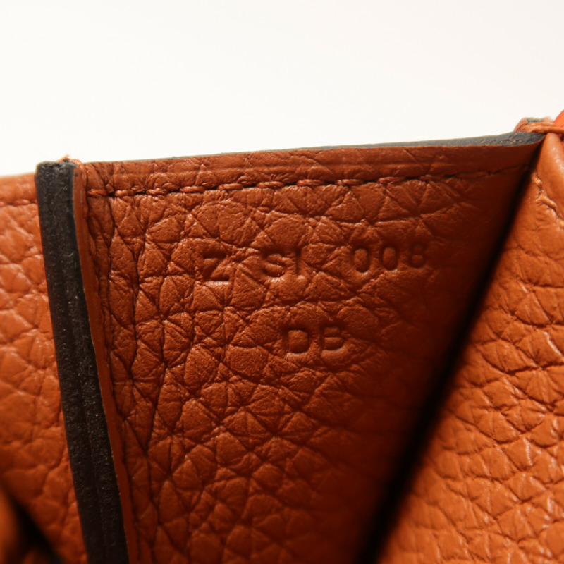 HERMES Clemence皮革Halzan 25 Verso金扣手挽肩背兩用袋Cuivre/Capucine-6