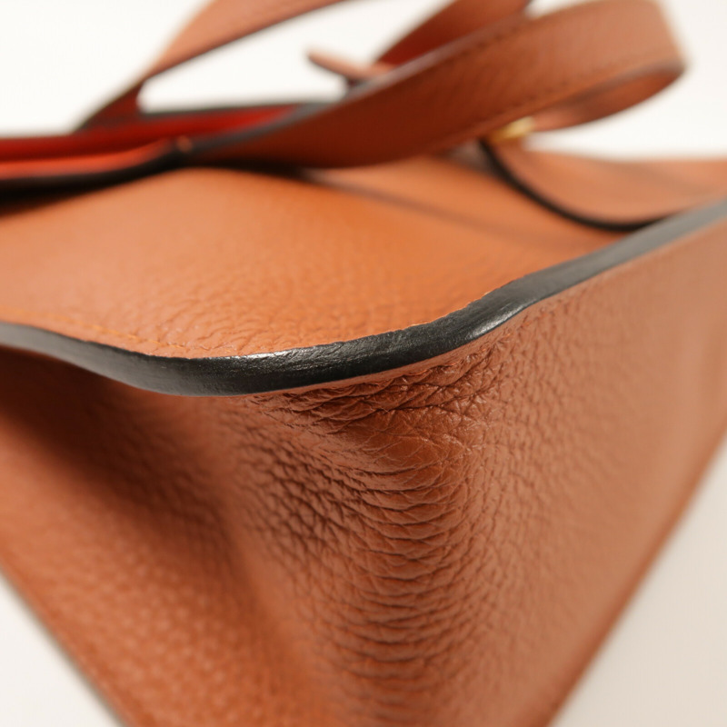 HERMES Clemence皮革Halzan 25 Verso金扣手挽肩背兩用袋Cuivre/Capucine-9