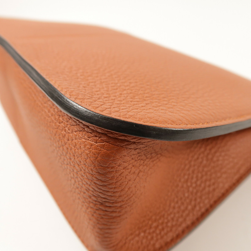 HERMES Clemence皮革Halzan 25 Verso金扣手挽肩背兩用袋Cuivre/Capucine-12