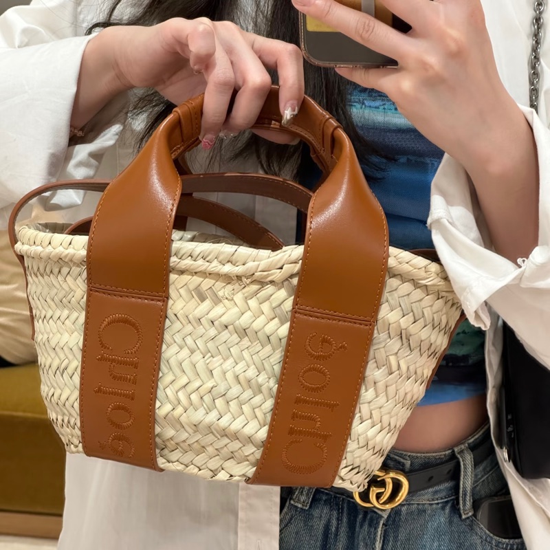 Chloe woody mini 手提 斜背 草編包-33