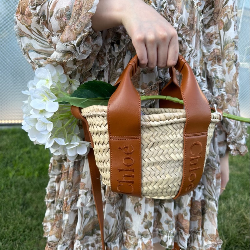 Chloe woody mini 手提 斜背 草編包-35