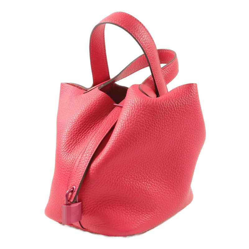 HERMES Clemence皮革Picotin PM手挽袋Rose Mexico-2