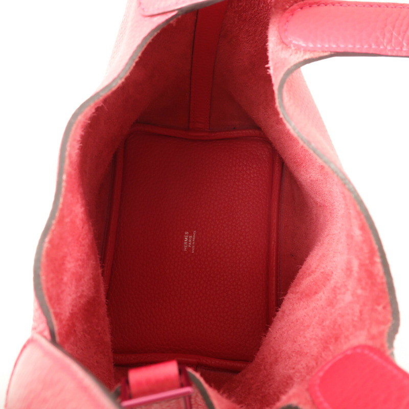 HERMES Clemence皮革Picotin PM手挽袋Rose Mexico-4