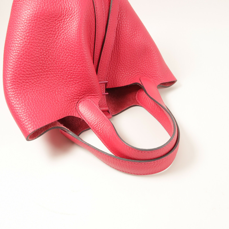 HERMES Clemence皮革Picotin PM手挽袋Rose Mexico-8