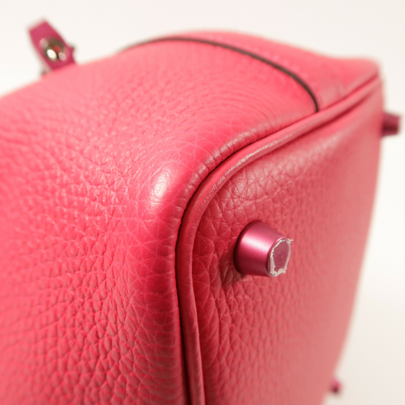 HERMES Clemence皮革Picotin PM手挽袋Rose Mexico-10