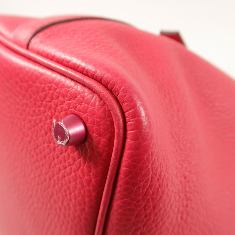 HERMES Clemence皮革Picotin PM手挽袋Rose Mexico-11
