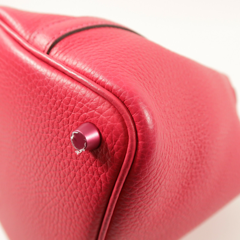 HERMES Clemence皮革Picotin PM手挽袋Rose Mexico-13