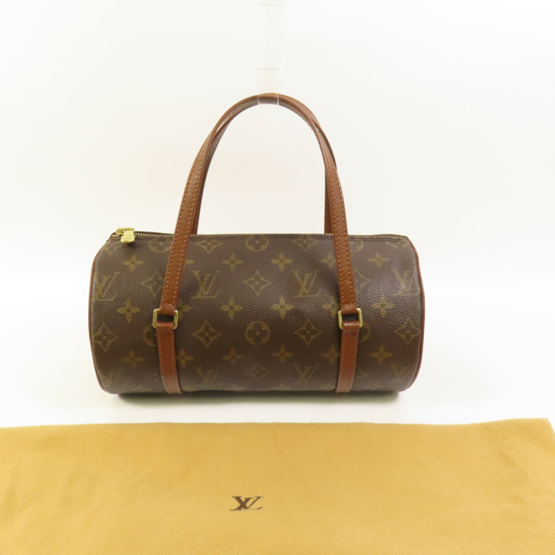 LOUIS VUITTON Monogram Papillon金扣手挽袋棕色-9
