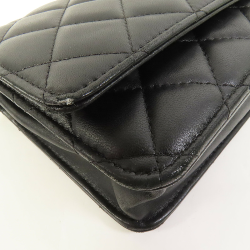 CHANEL 羊皮皮革WOC Wallet On Chain金扣鏈帶肩背袋-10