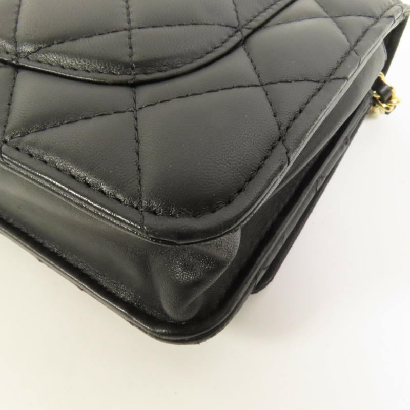 CHANEL 羊皮皮革WOC Wallet On Chain金扣鏈帶肩背袋-13