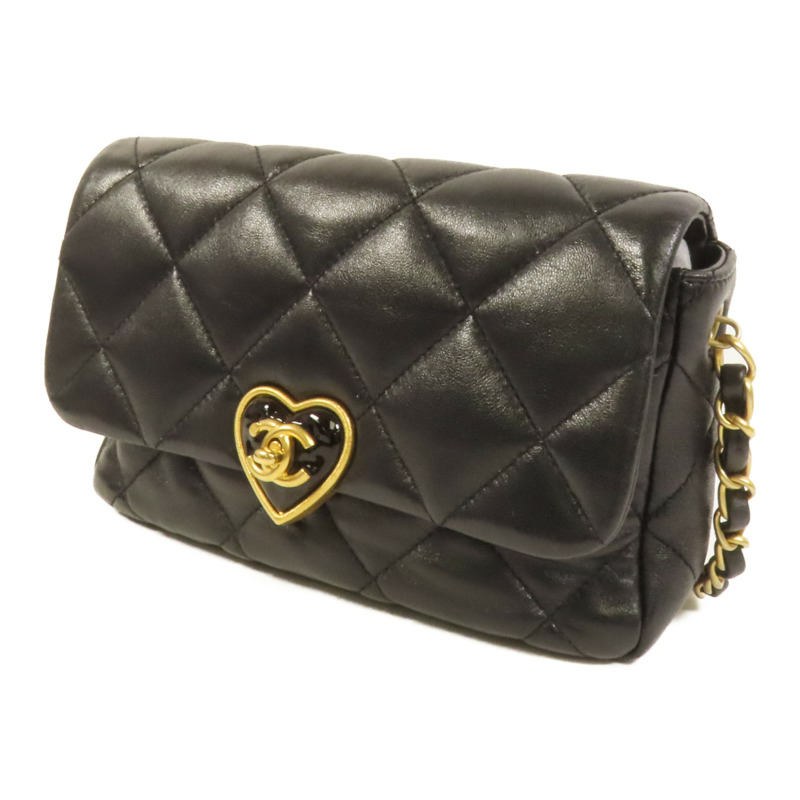 CHANEL 羊皮皮革Chain Shoulder金扣鏈帶肩背袋-2