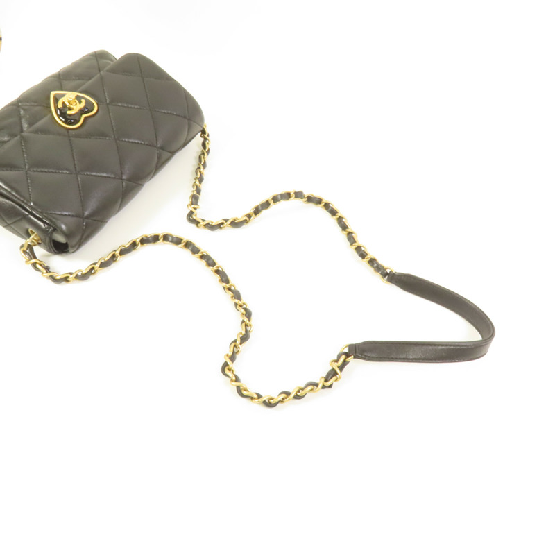 CHANEL 羊皮皮革Chain Shoulder金扣鏈帶肩背袋-4