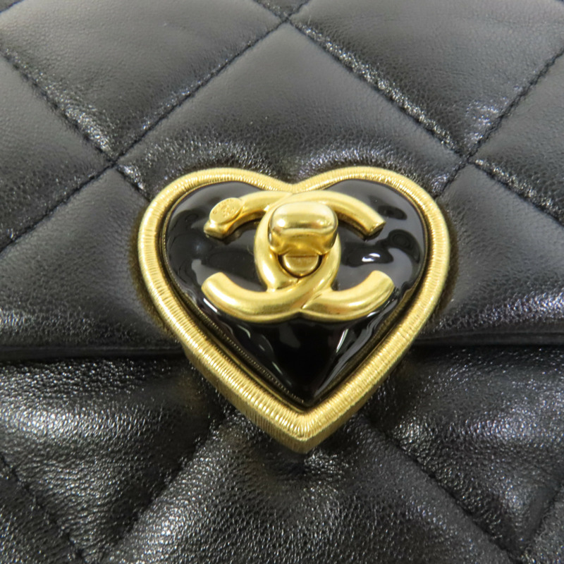 CHANEL 羊皮皮革Chain Shoulder金扣鏈帶肩背袋-6