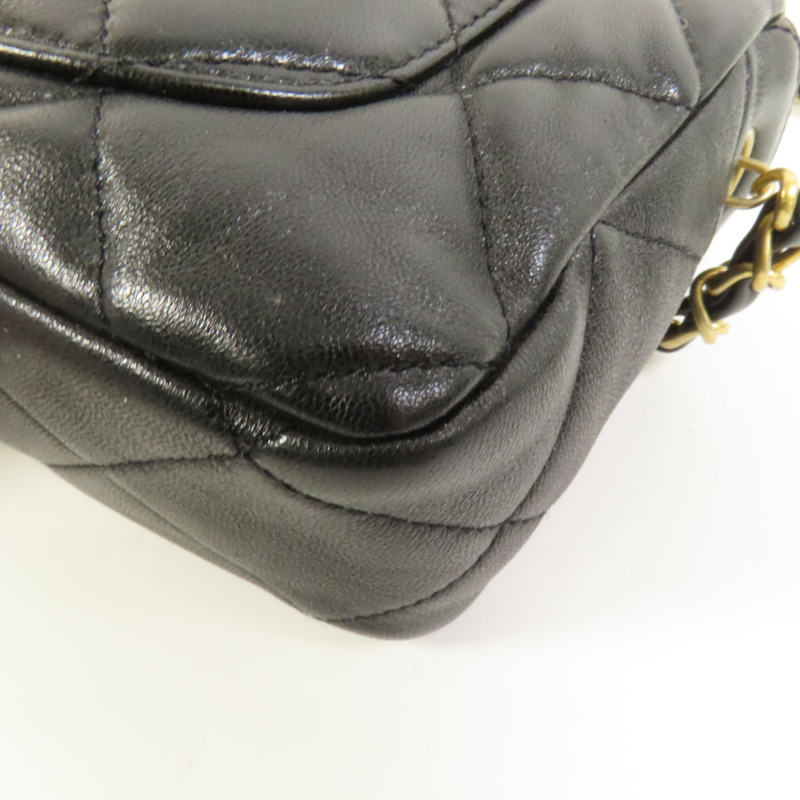 CHANEL 羊皮皮革Chain Shoulder金扣鏈帶肩背袋-10