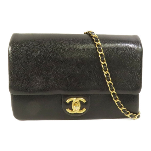 CHANEL 牛皮皮革Chain Shoulder金扣肩背袋