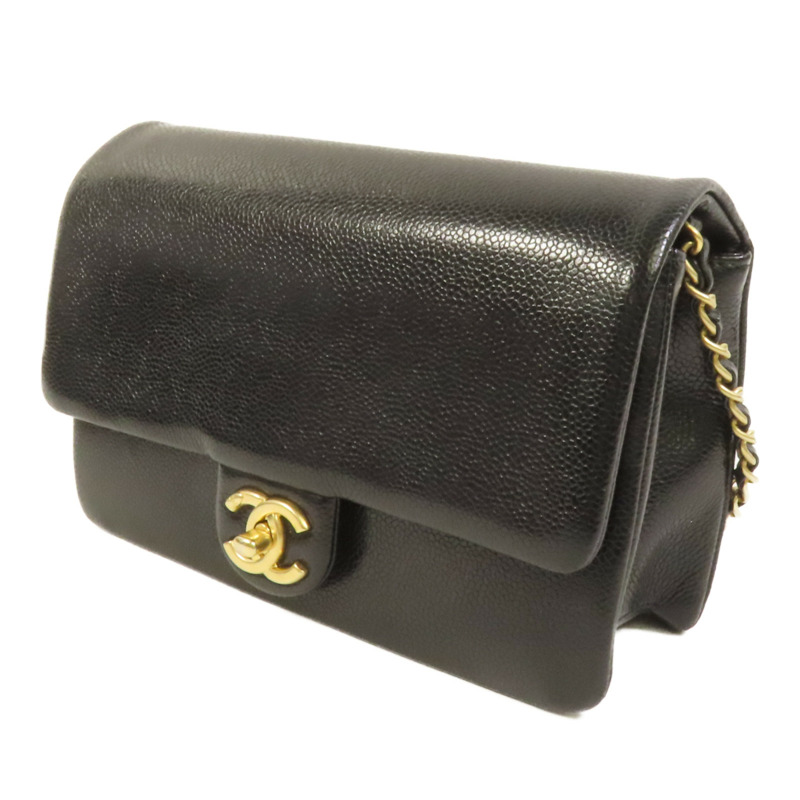 CHANEL 牛皮皮革Chain Shoulder金扣肩背袋-2