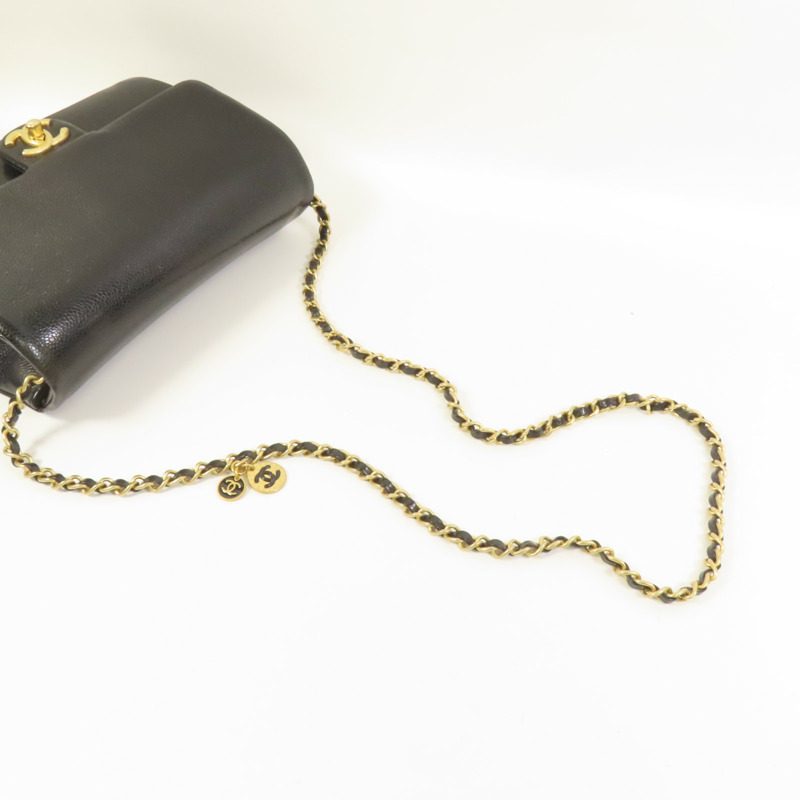 CHANEL 牛皮皮革Chain Shoulder金扣肩背袋-4