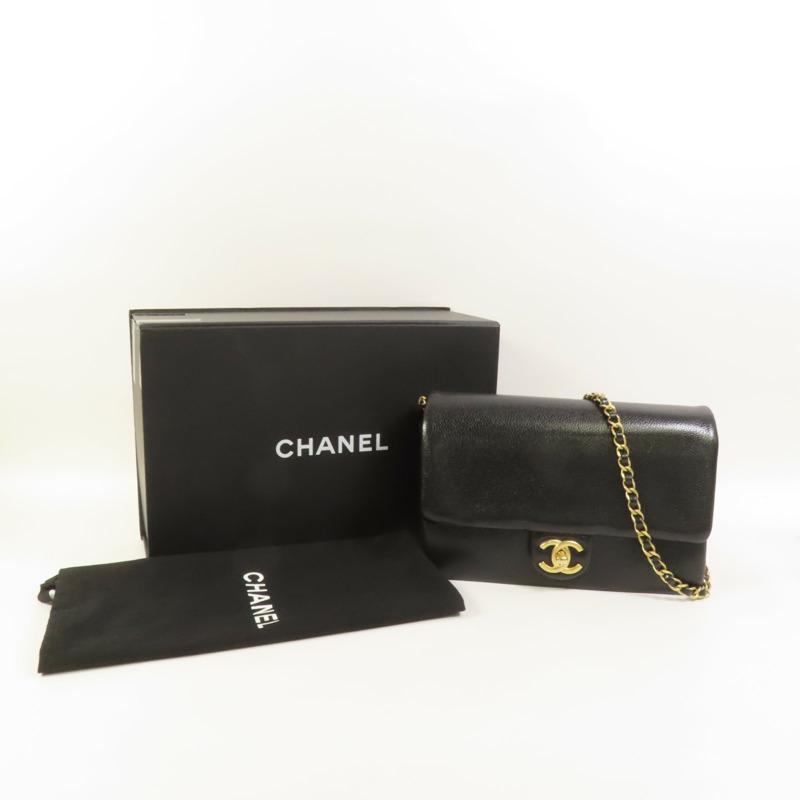 CHANEL 牛皮皮革Chain Shoulder金扣肩背袋-10