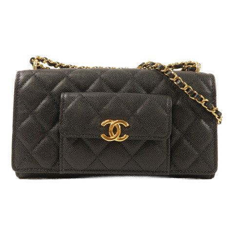 CHANEL 牛皮皮革Wallet On Chain金扣鏈帶肩背袋