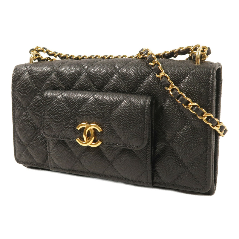 CHANEL 牛皮皮革Wallet On Chain金扣鏈帶肩背袋-2