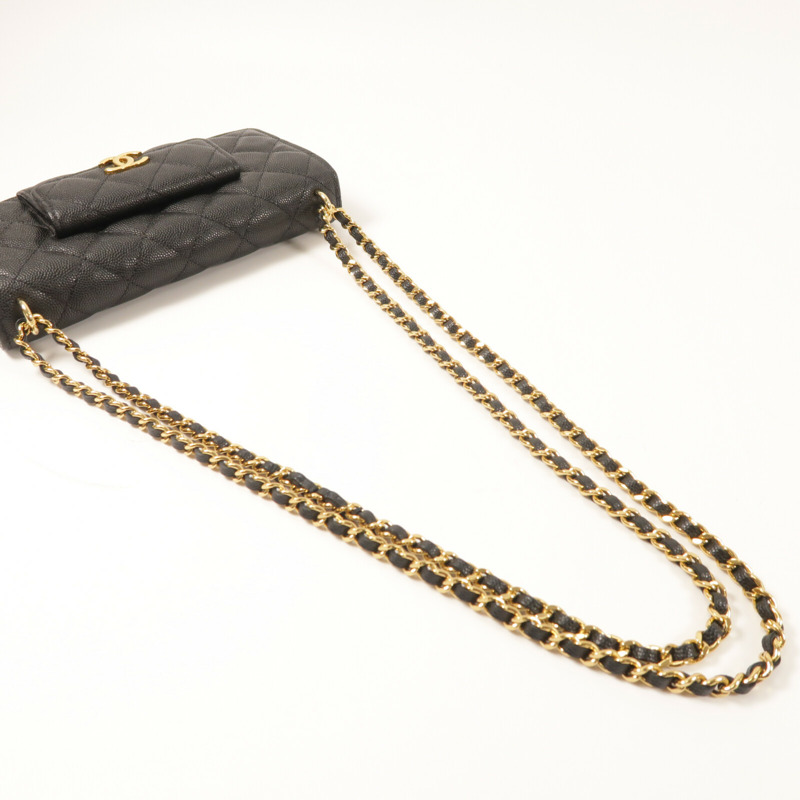 CHANEL 牛皮皮革Wallet On Chain金扣鏈帶肩背袋-8