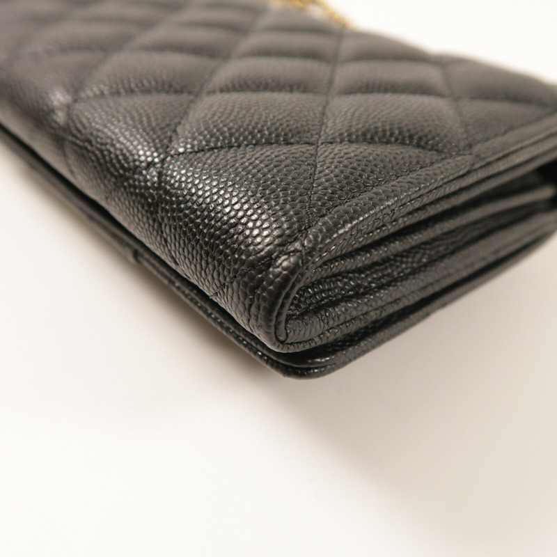 CHANEL 牛皮皮革Wallet On Chain金扣鏈帶肩背袋-12