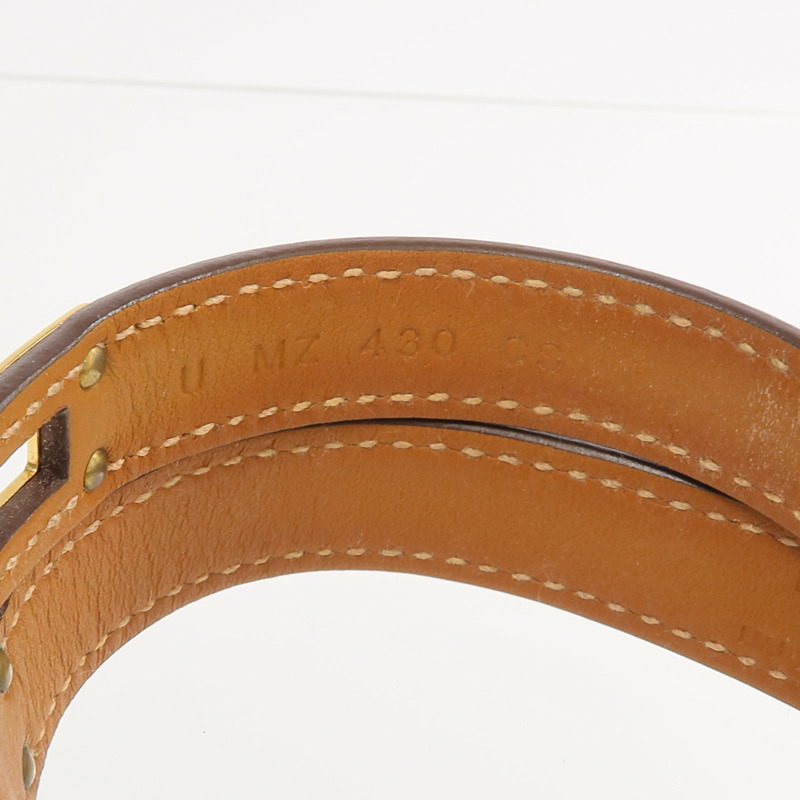 HERMES Epsom皮革Kelly Double Tour Bracelet金扣手帶Etoupe/Gold-8