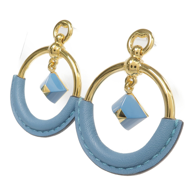 HERMES 金屬/Swift皮革Loop Medor Earrings耳環-2