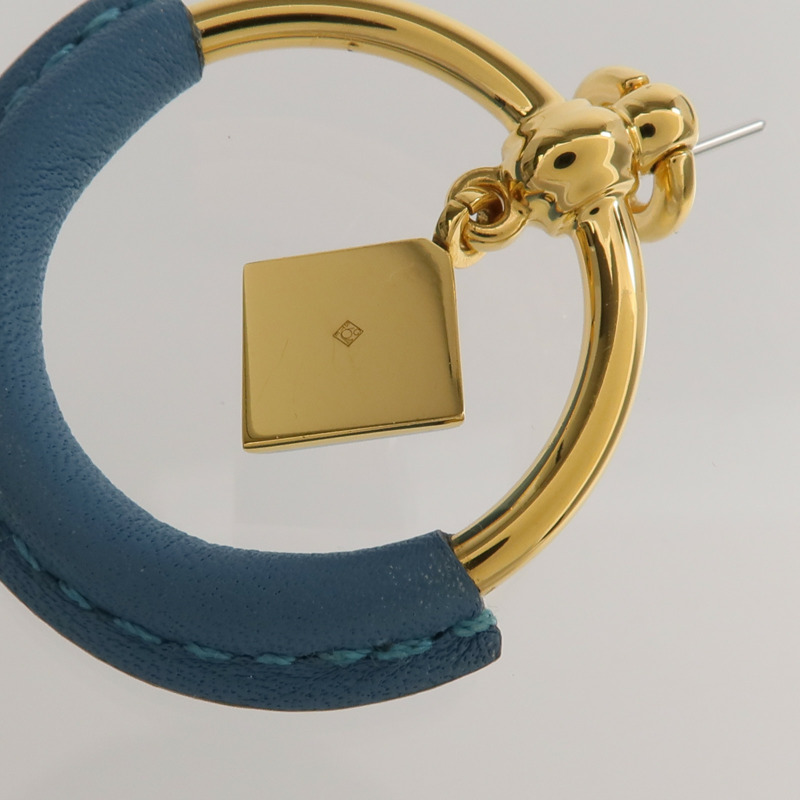 HERMES 金屬/Swift皮革Loop Medor Earrings耳環-4