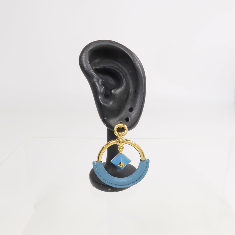 HERMES 金屬/Swift皮革Loop Medor Earrings耳環-7