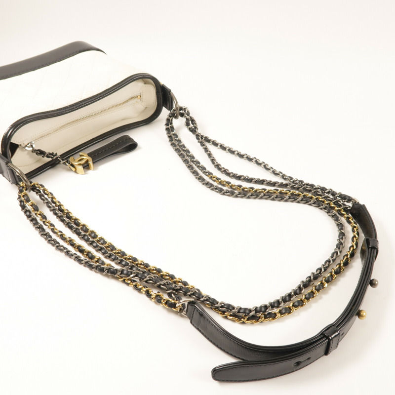 CHANEL 羊皮皮革Gabrielle Small鏈帶肩背袋-9