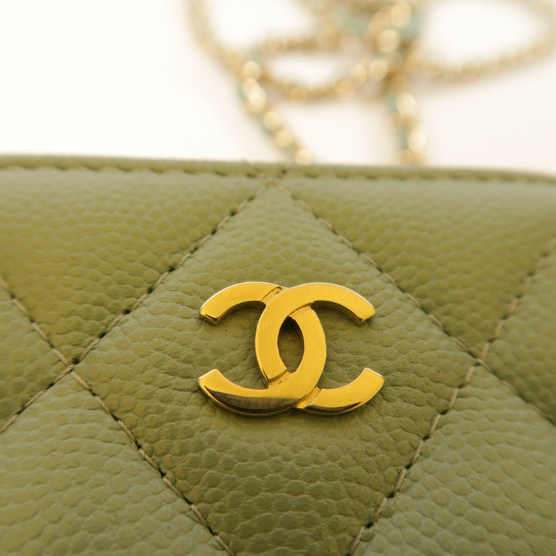 CHANEL 牛皮皮革Phone Case With Chain金扣鏈帶肩背袋-8