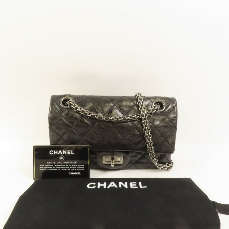 CHANEL 牛皮皮革2.55 20cm鏈帶肩背袋-10
