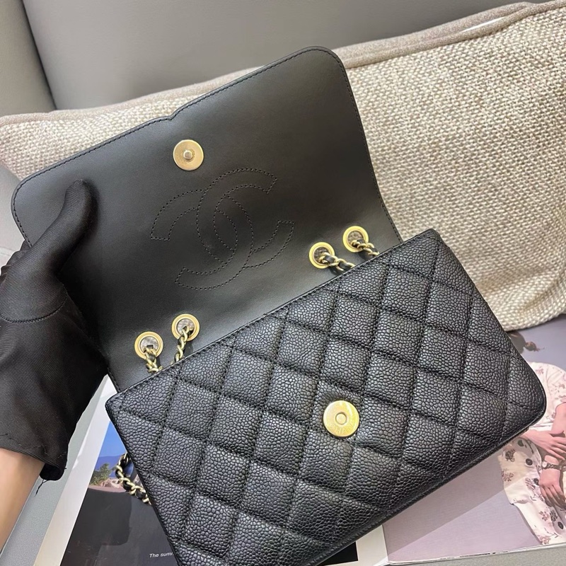 Chanel香奈兒黑金荔枝紋牛皮vanity-2