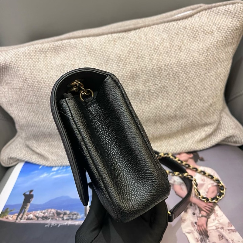 Chanel香奈兒黑金荔枝紋牛皮vanity-5