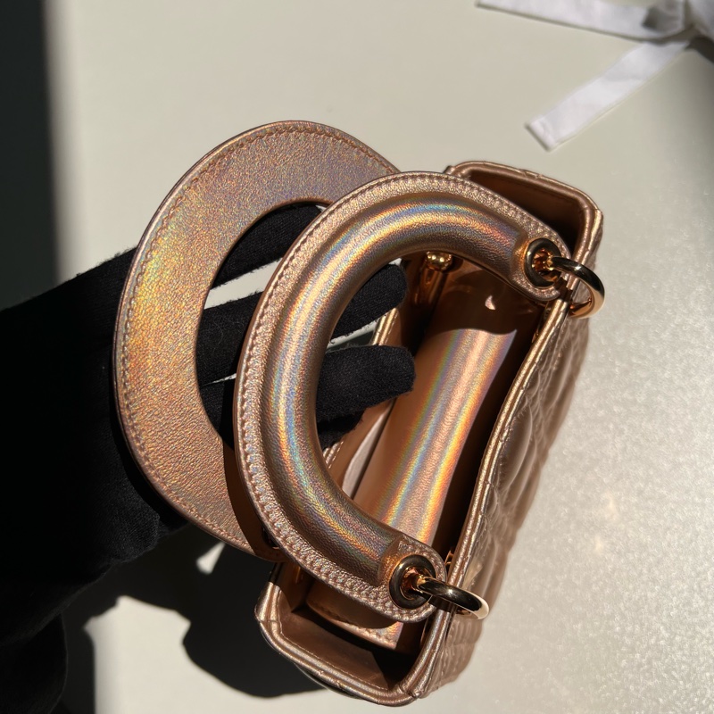 Dior三格香檳粉黛妃包-4