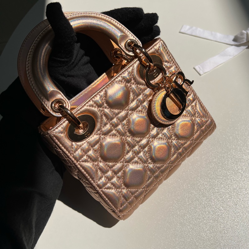 Dior三格香檳粉黛妃包-6