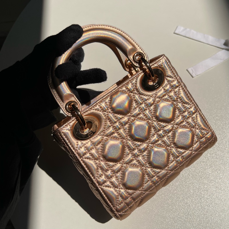 Dior三格香檳粉黛妃包-7