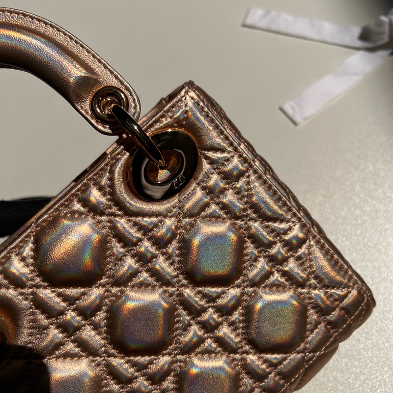 Dior三格香檳粉黛妃包-10