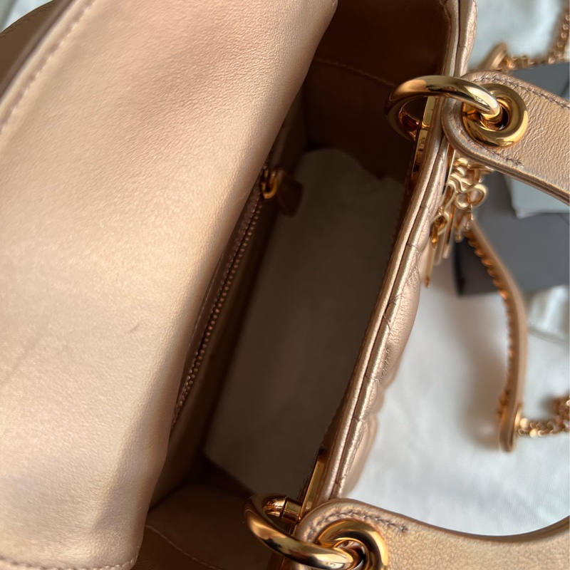 Dior三格香檳粉黛妃包-13