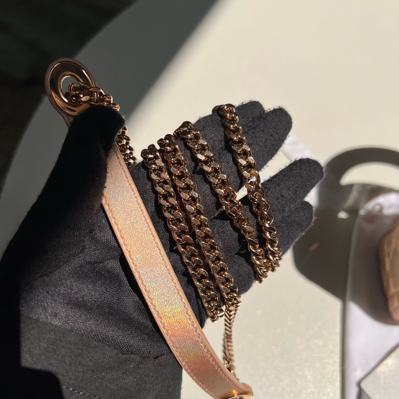 Dior三格香檳粉黛妃包-18