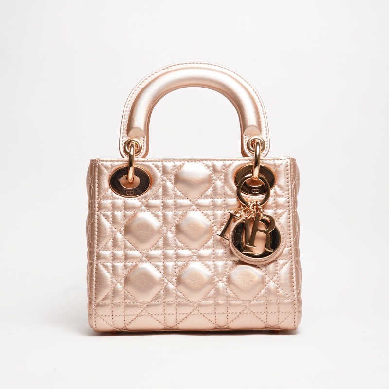Dior三格香檳粉黛妃包-0
