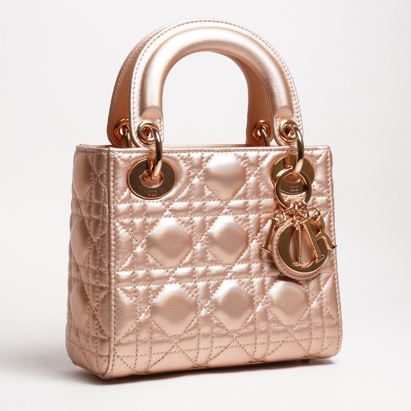 Dior三格香檳粉黛妃包-7