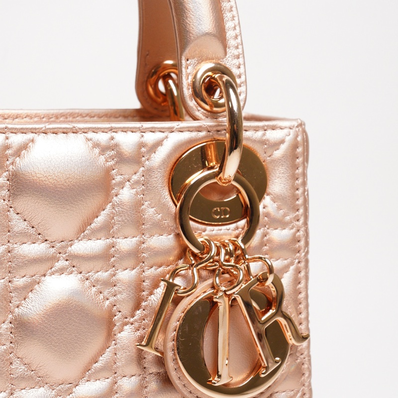 Dior三格香檳粉黛妃包-8