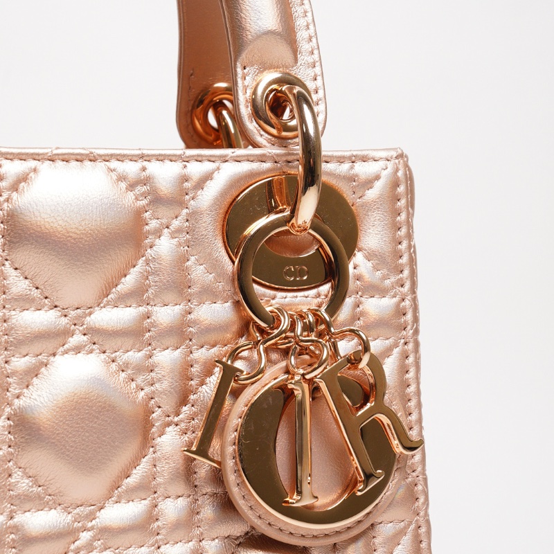 Dior三格香檳粉黛妃包-10