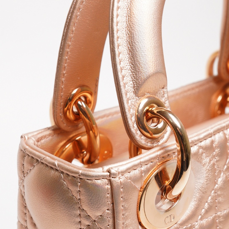 Dior三格香檳粉黛妃包-11