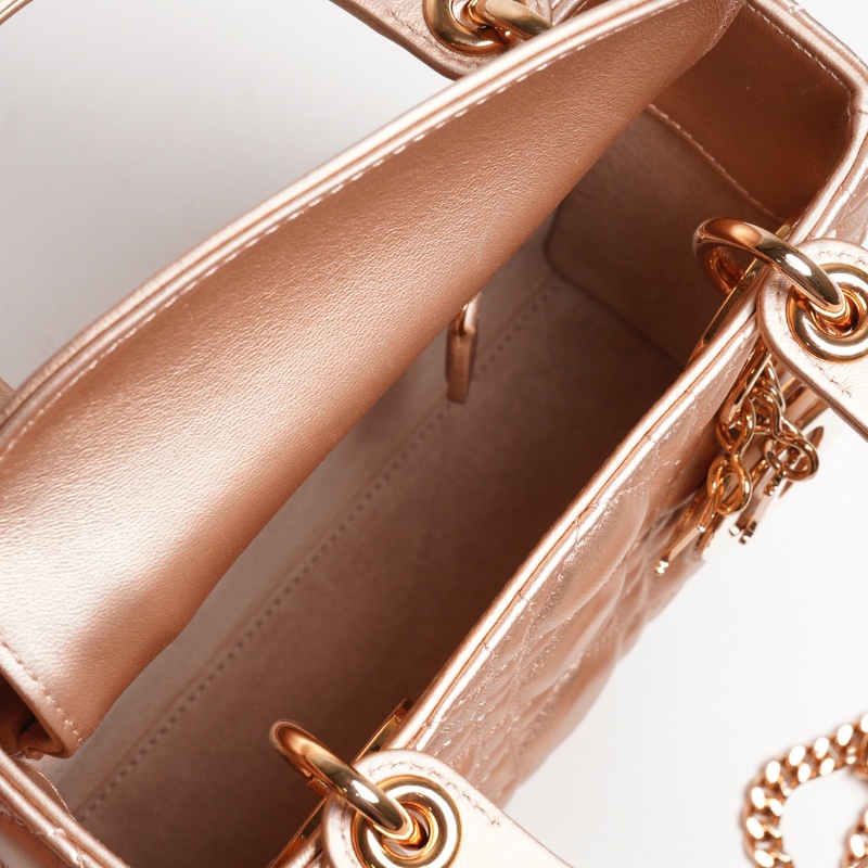 Dior三格香檳粉黛妃包-12